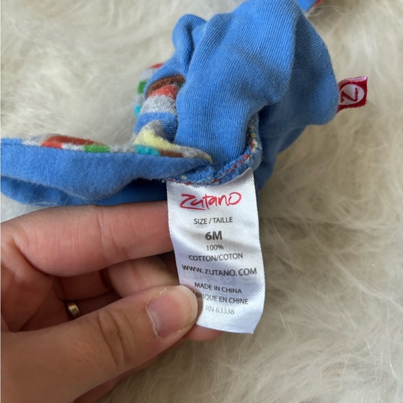 Zutano Blue Baby Booties with Multicolor Accents - Picture 3 of 3